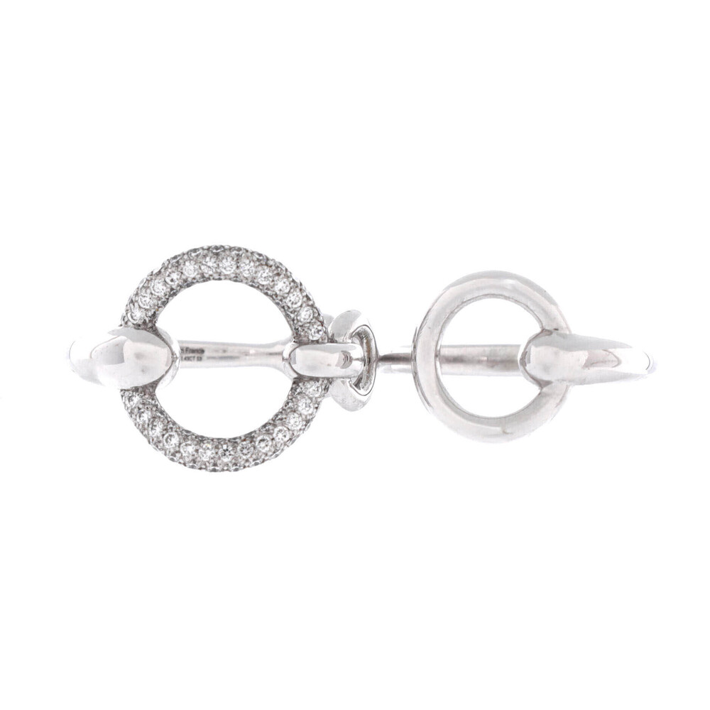 Hermes Large Filet d'Or Double Ring 18K White Gold with Diamonds